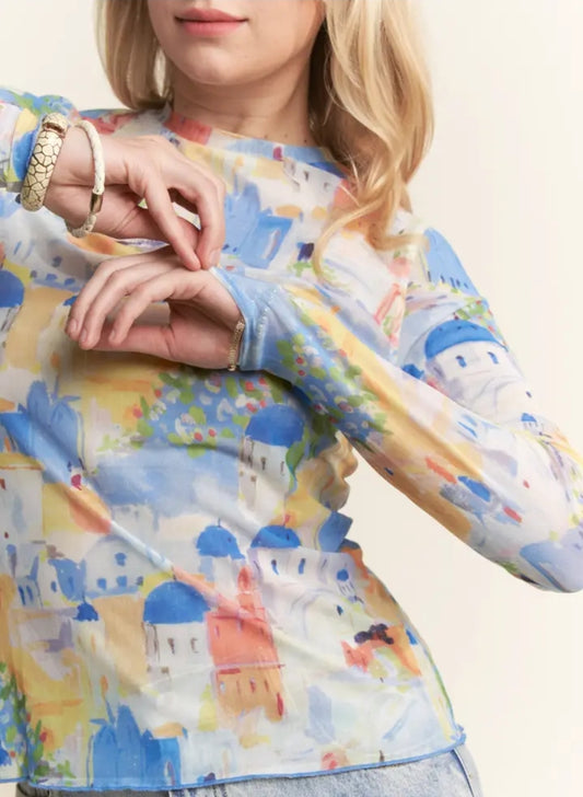 The Santorini Mesh Top in Blue