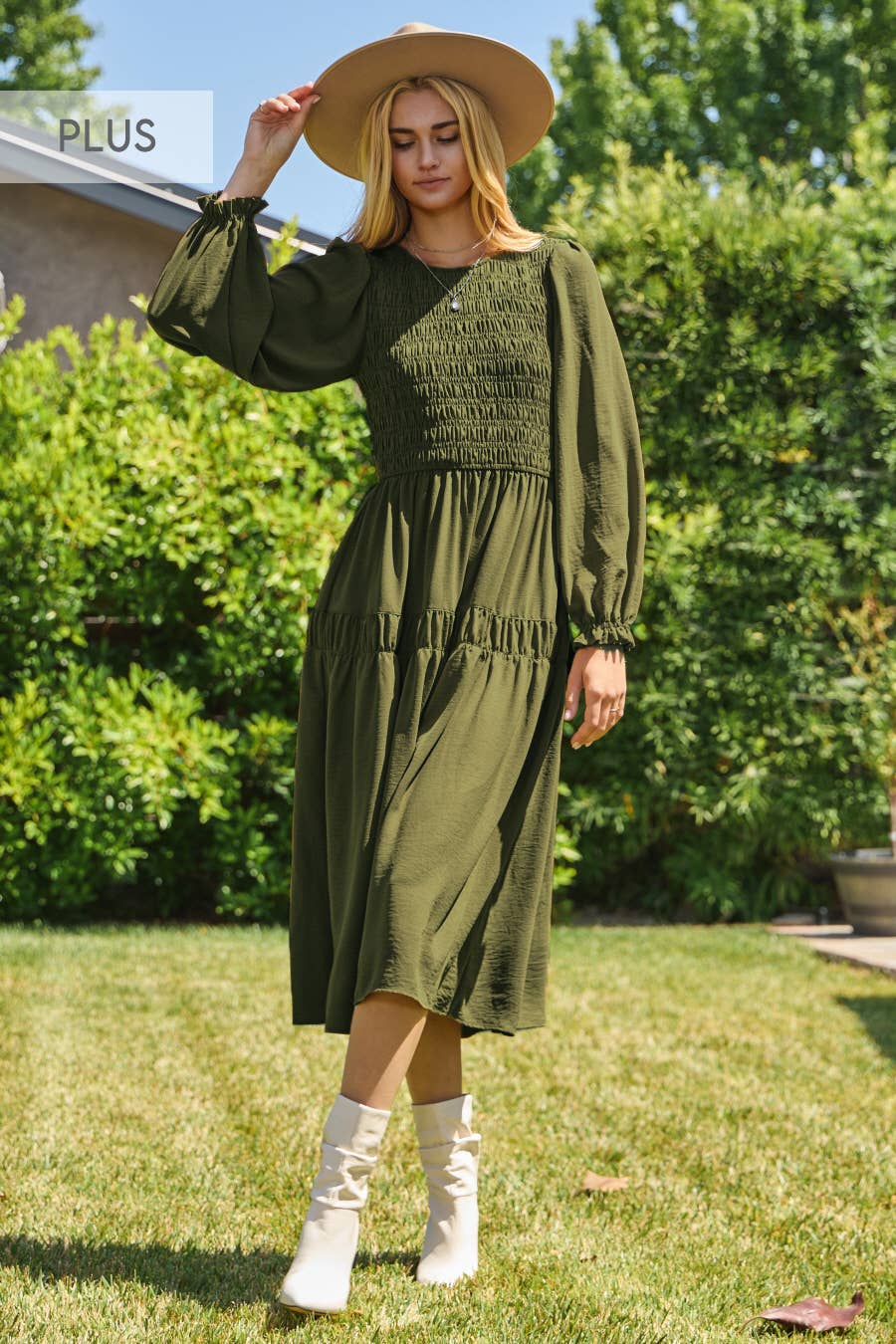Plus size Olive Green Midi Dress
