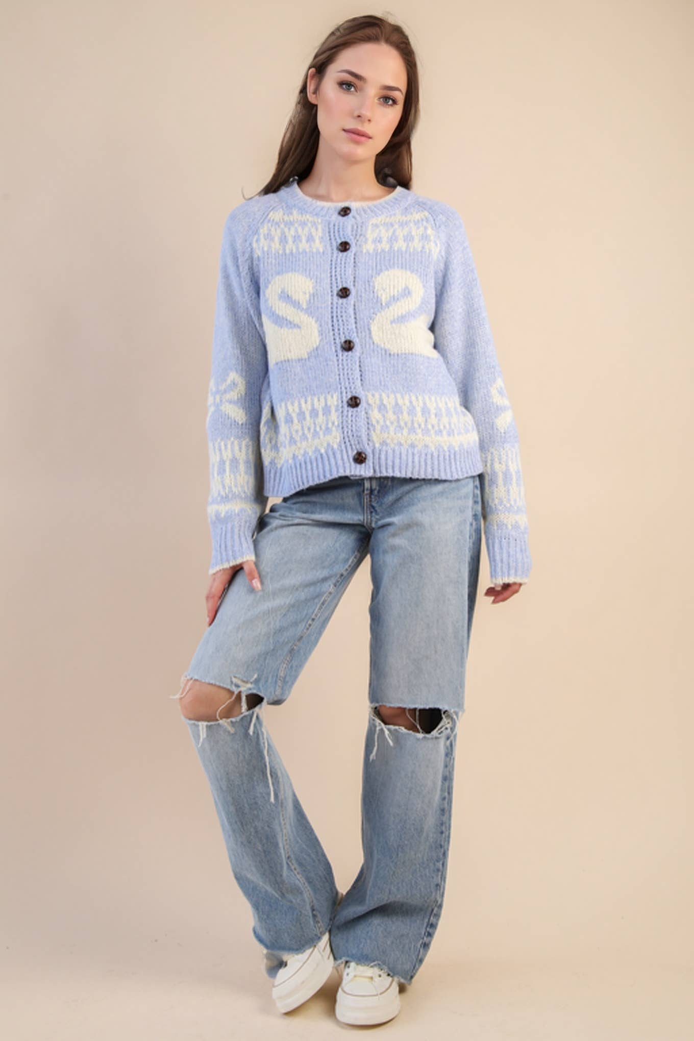 Swan Casual Knit Sweater Cardigan