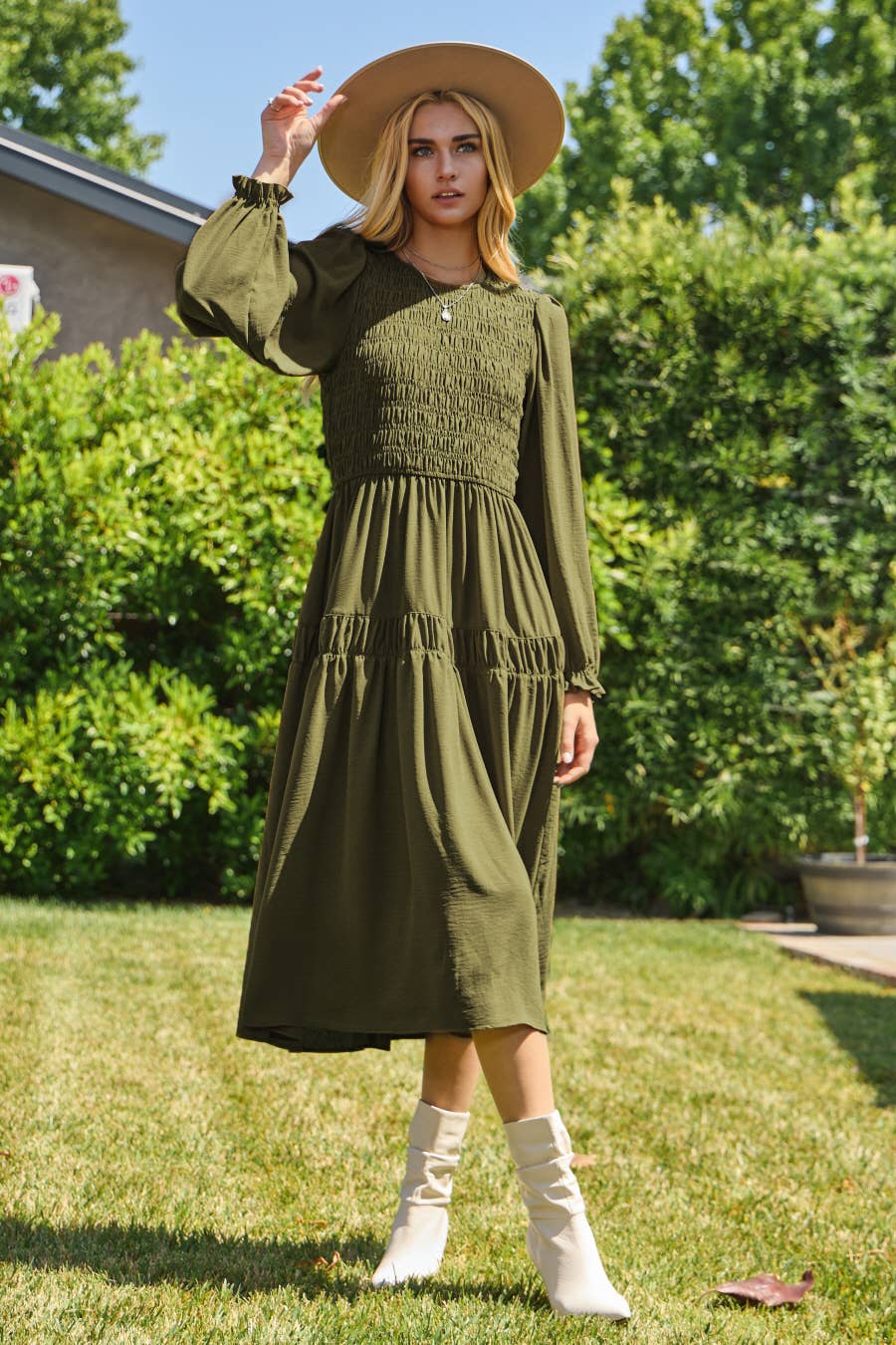 Plus size Olive Green Midi Dress