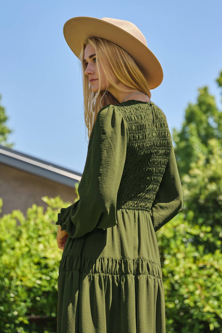 Plus size Olive Green Midi Dress