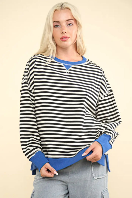 striped comfy casual knit top