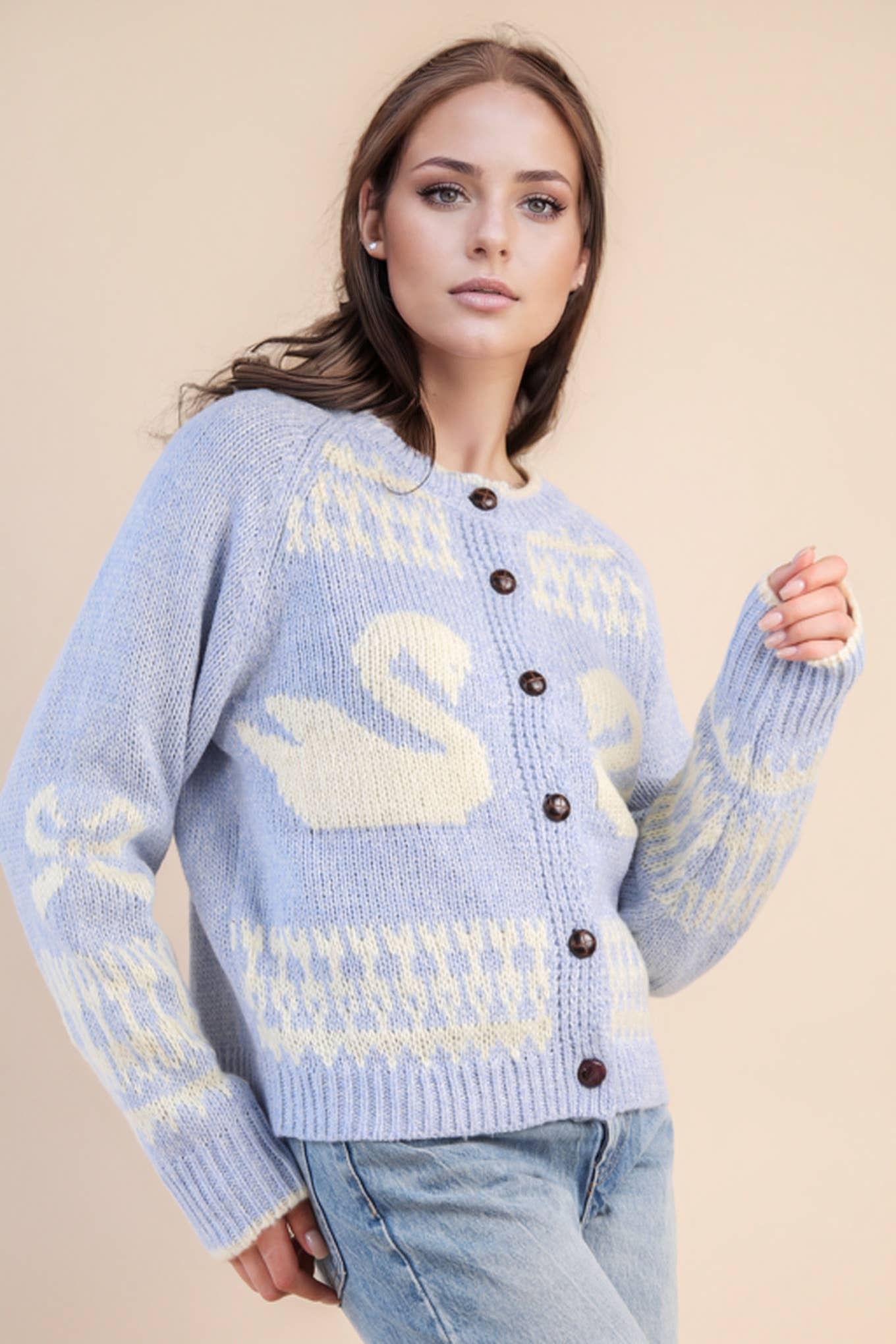 Swan Casual Knit Sweater Cardigan