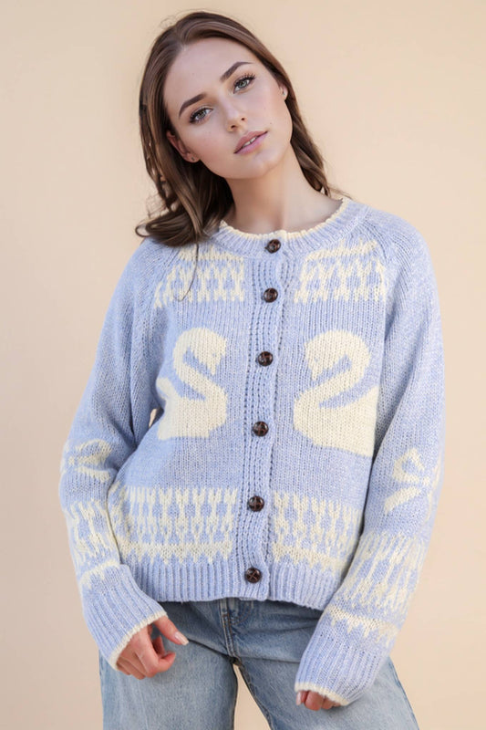 Swan Casual Knit Sweater Cardigan