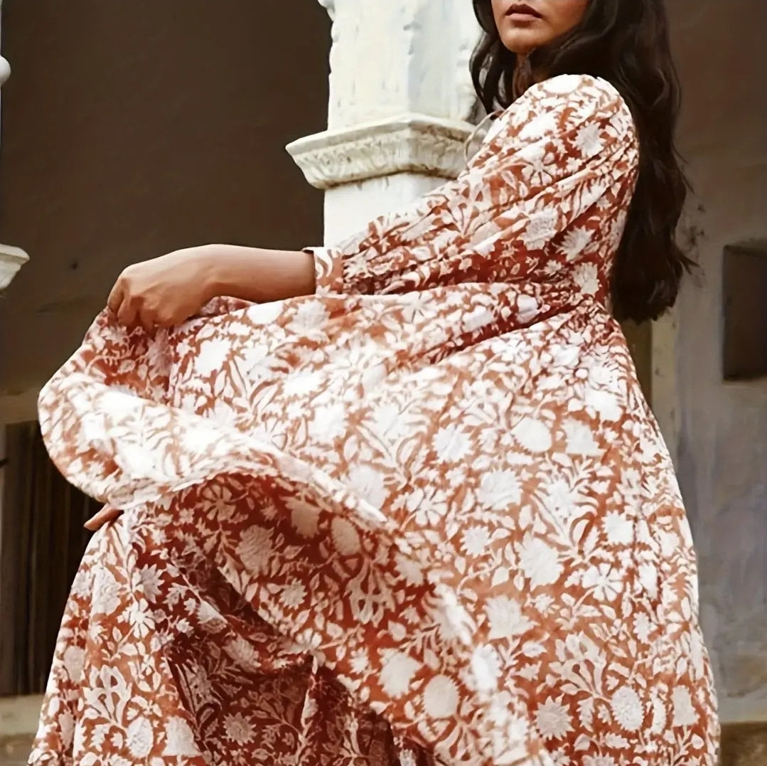 Floral boho dress in Autumn 🍂