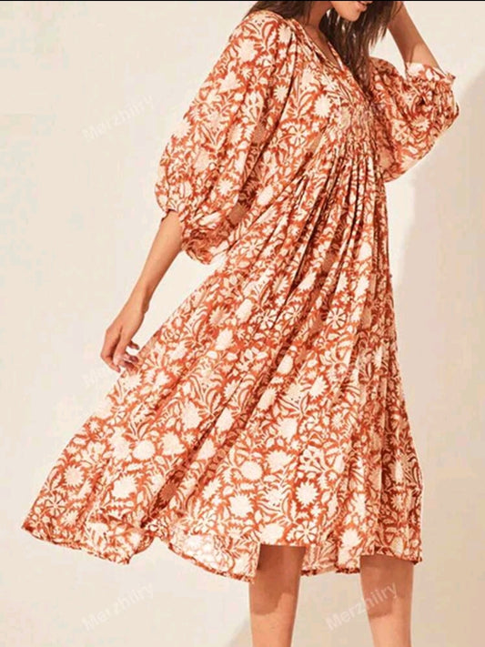 Floral boho dress in Autumn 🍂