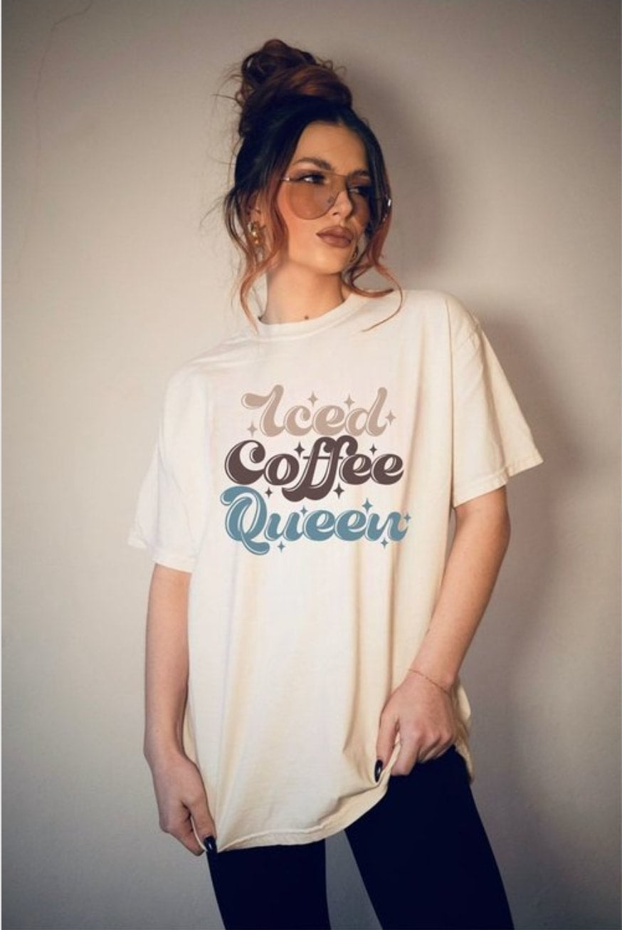 Boutique Graphic Tee (Iced Coffee Queen) in Cream