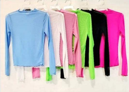 Mesh shirt in Bubble gum pink